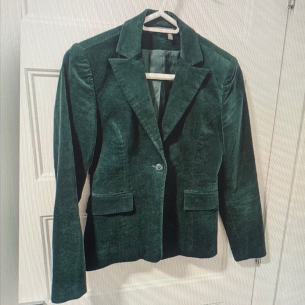 Elegant Green Velvet Women's Blazer